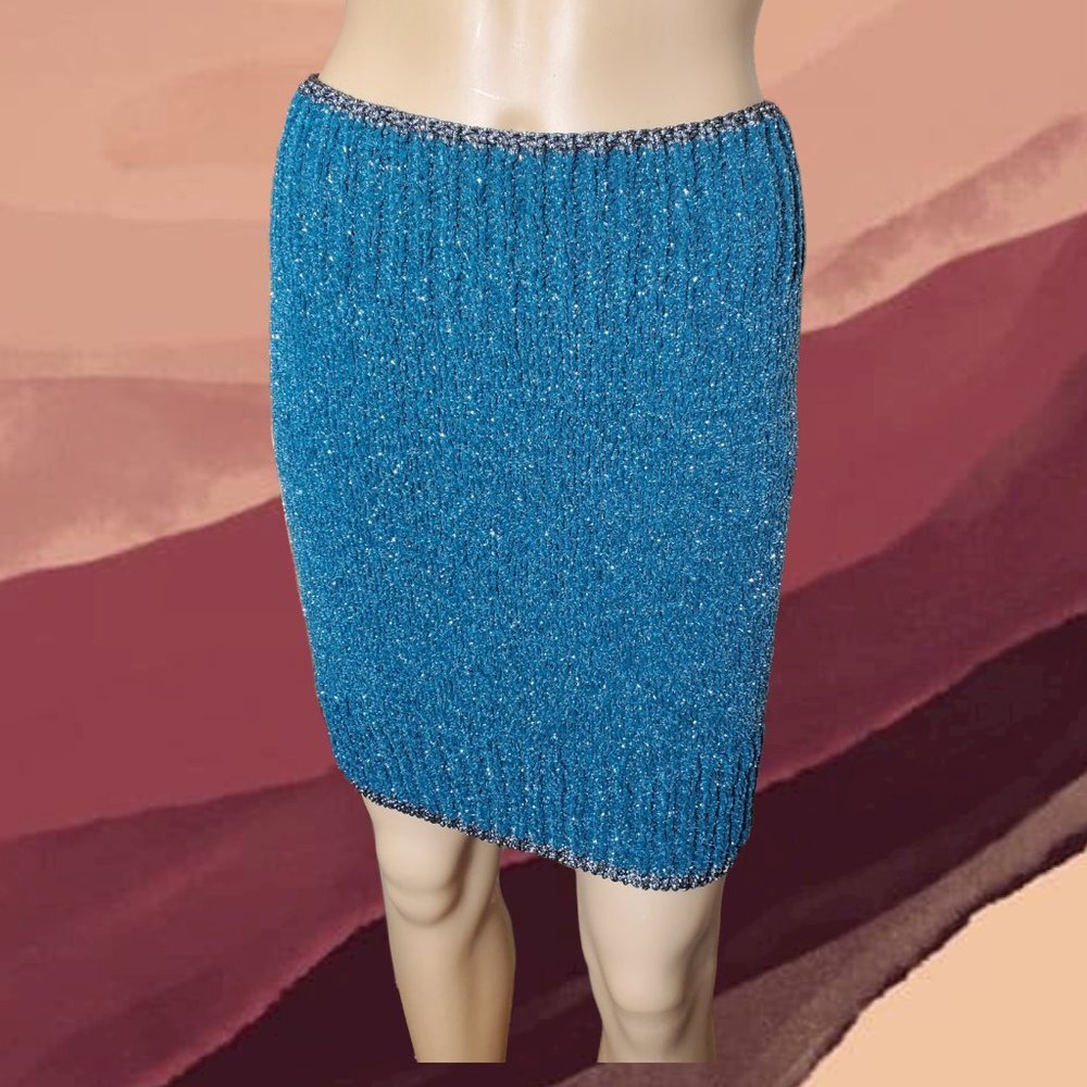 Mixit Knit Skirt - Teal & Silver Sparkle One Size